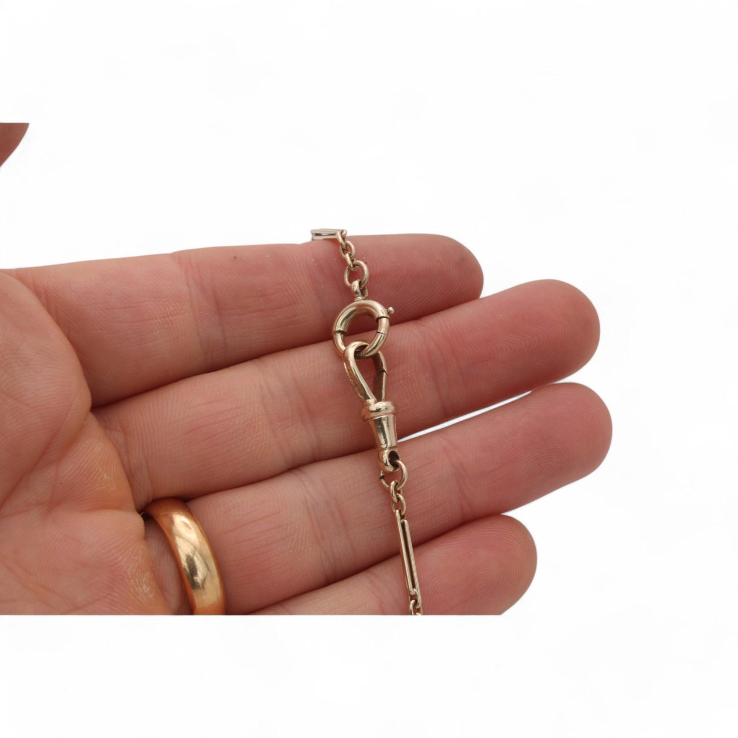 Antique 9ct Yellow Gold Trombone Fetter Link Double Albert Chain, 13.5"