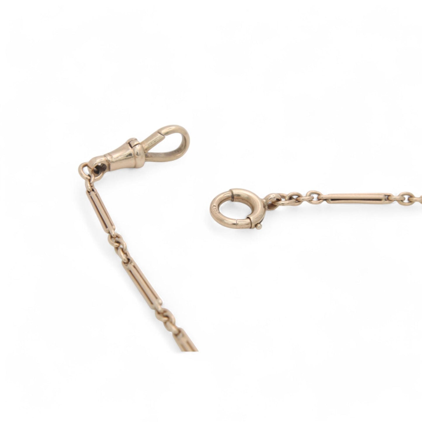 Antique 9ct Yellow Gold Trombone Fetter Link Double Albert Chain, 13.5"