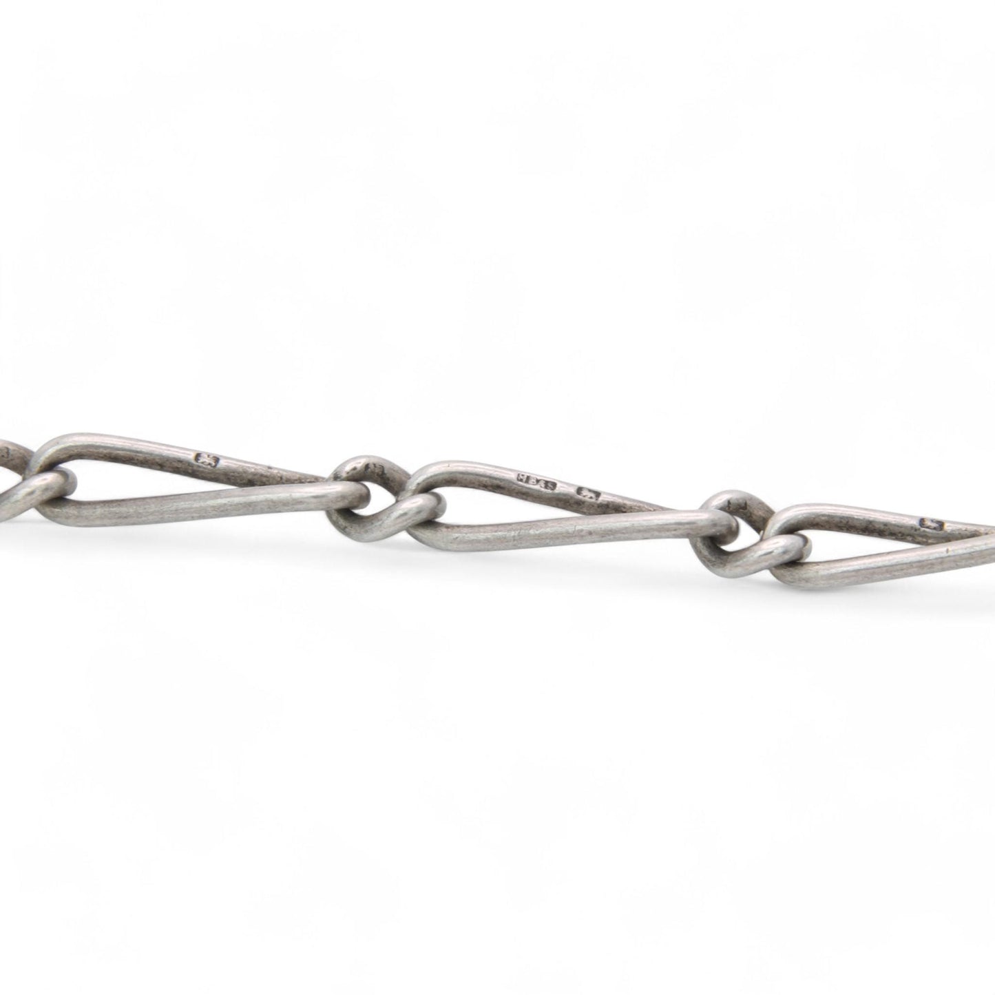 Antique Sterling Silver Twisted Trombone Link Chain Necklace, 14.75"