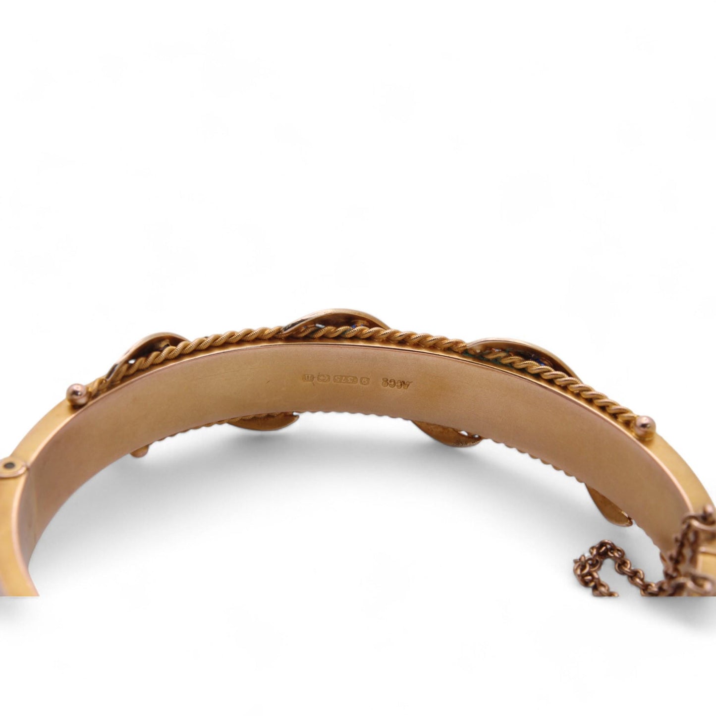 Antique 9ct Gold Decorative Floral Diamond Bangle, 1912