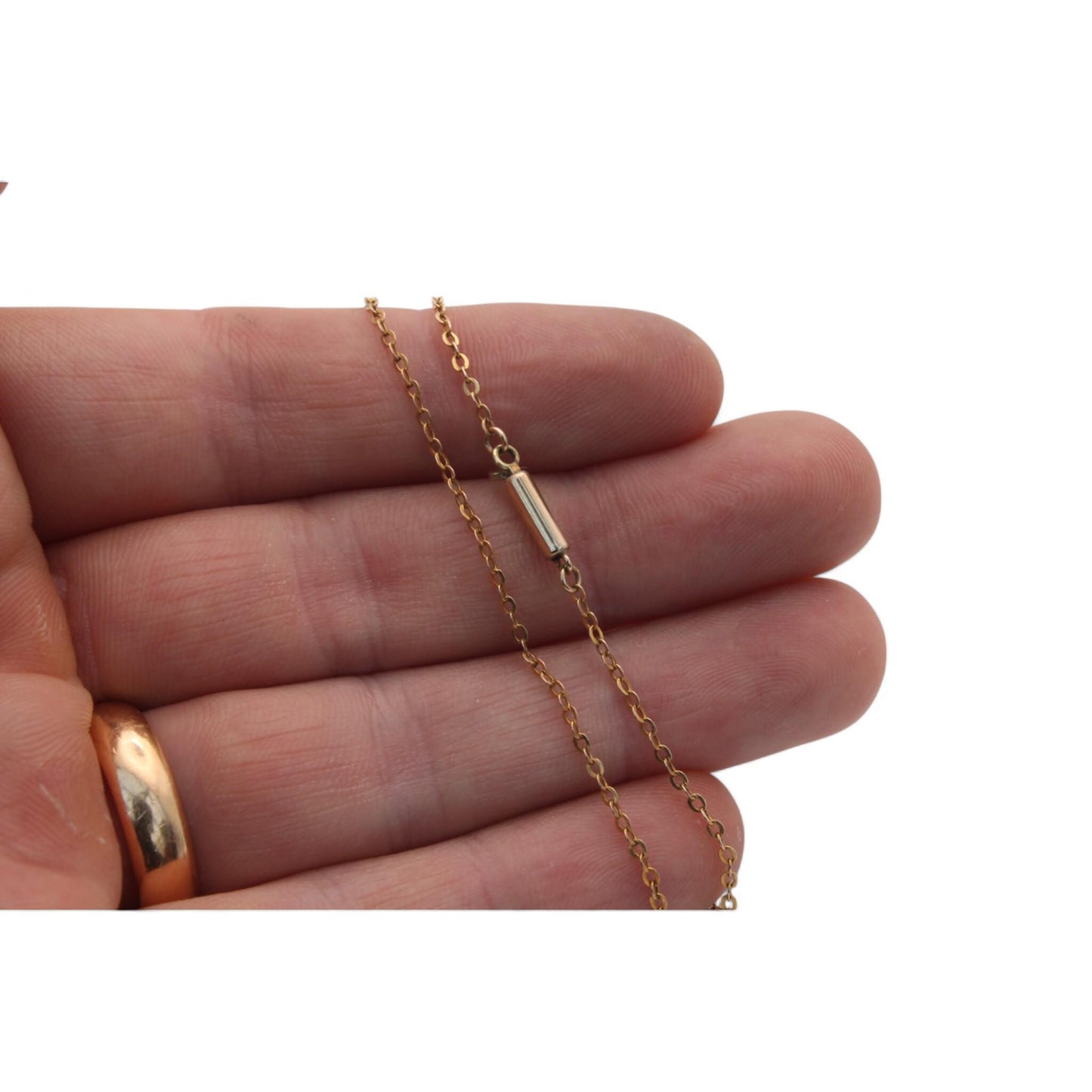 Antique 9ct Gold Dainty Rolo Link Necklace, 16.8"