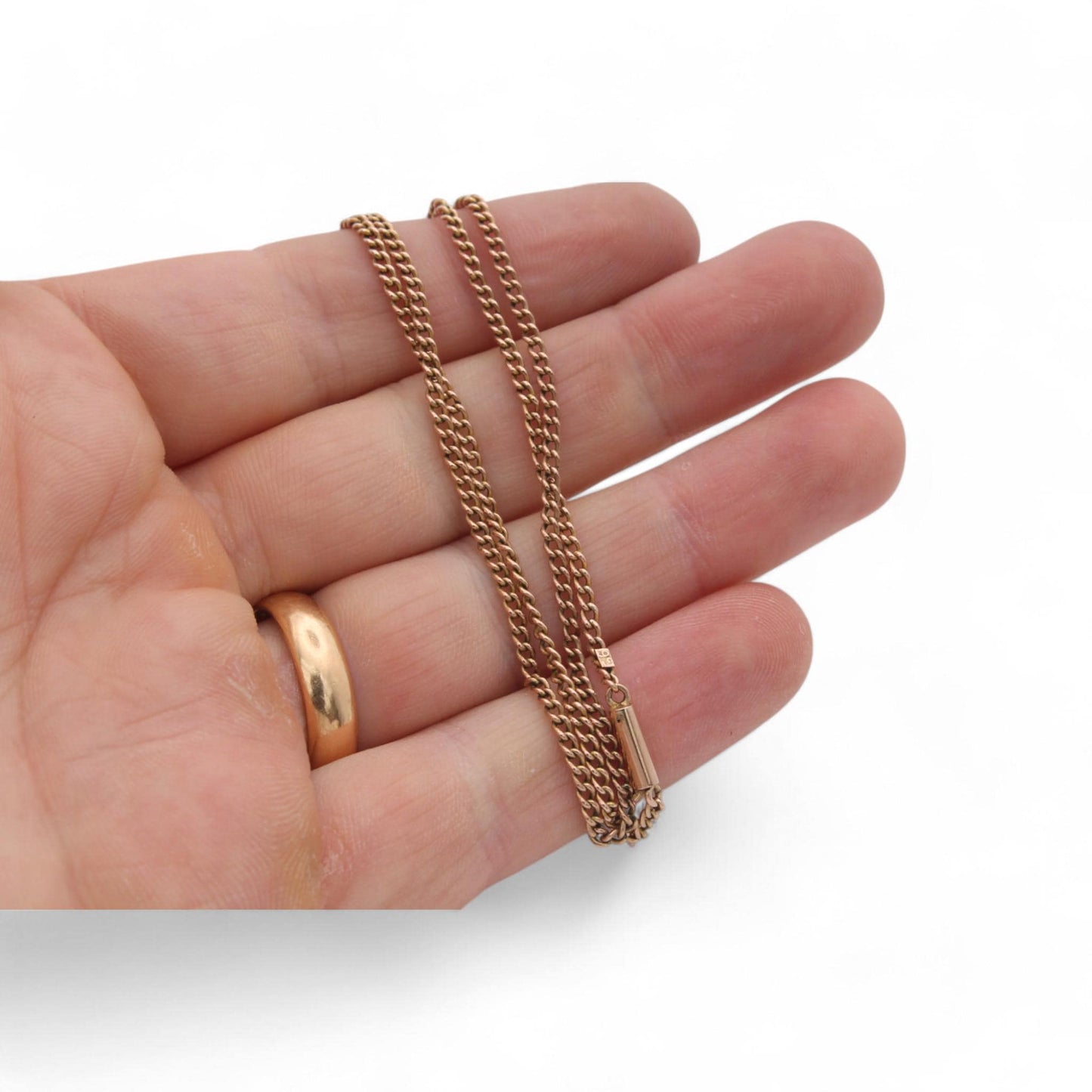 Antique 9ct Rose Gold Curb Link Necklace, 18"