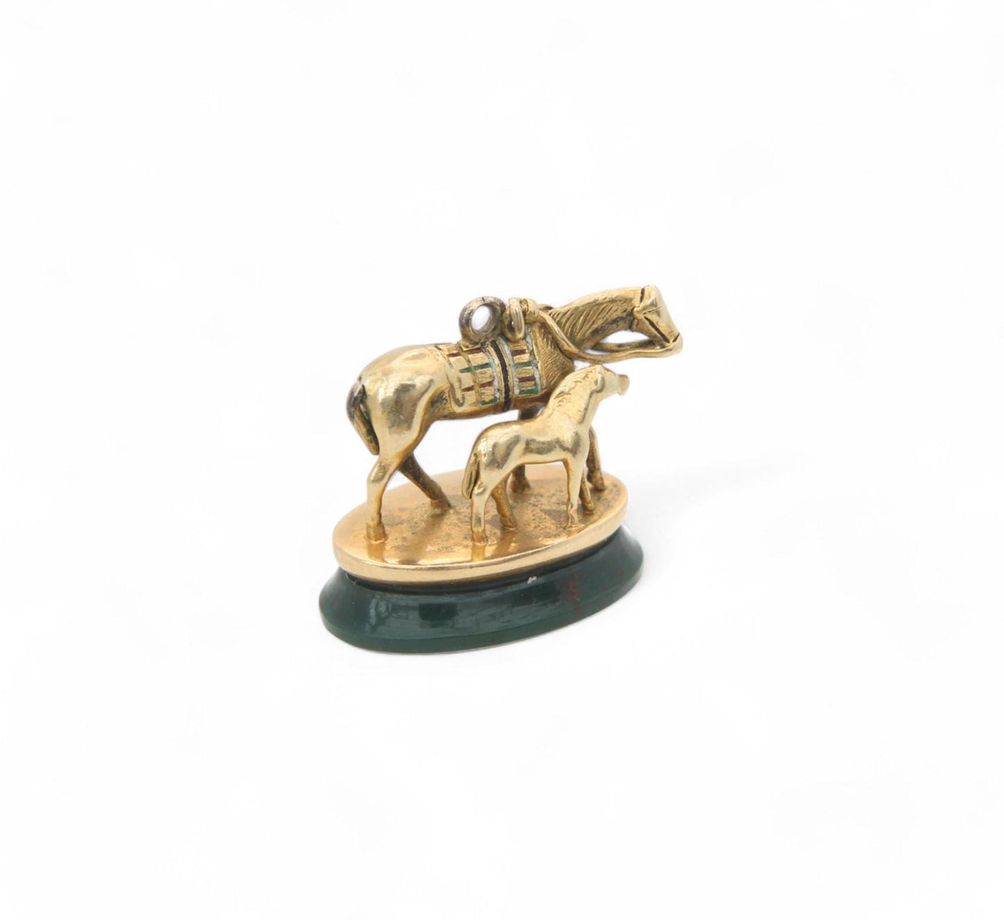 Antique 18ct Gold Horse & Foal "Always Constant and Faithful" Intaglio Pendant