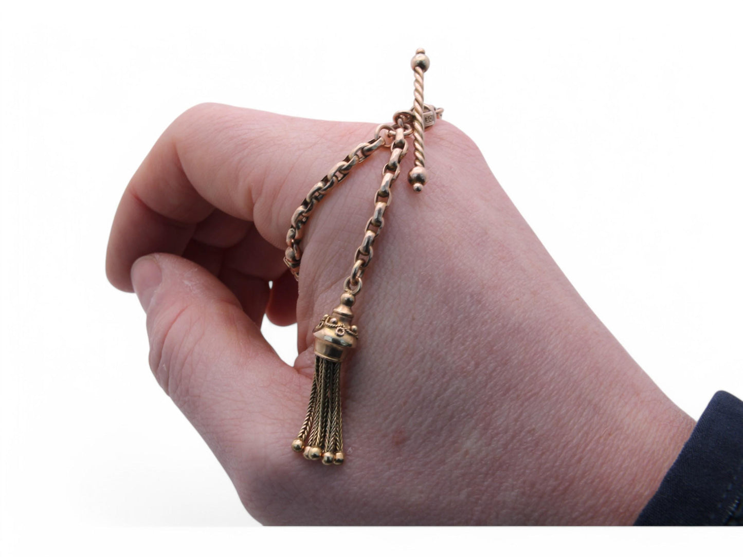 Antique 9ct Gold Albertina Tassel Bracelet, 8"