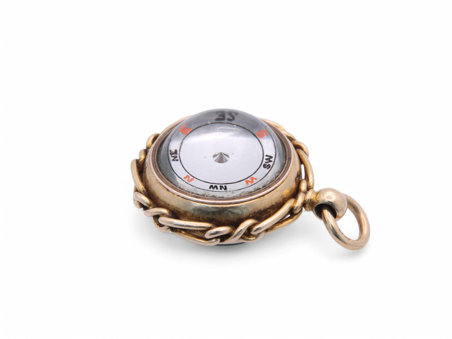 Antique-18ct-Gold-Bloodstone-Compass-Pendant,-1891