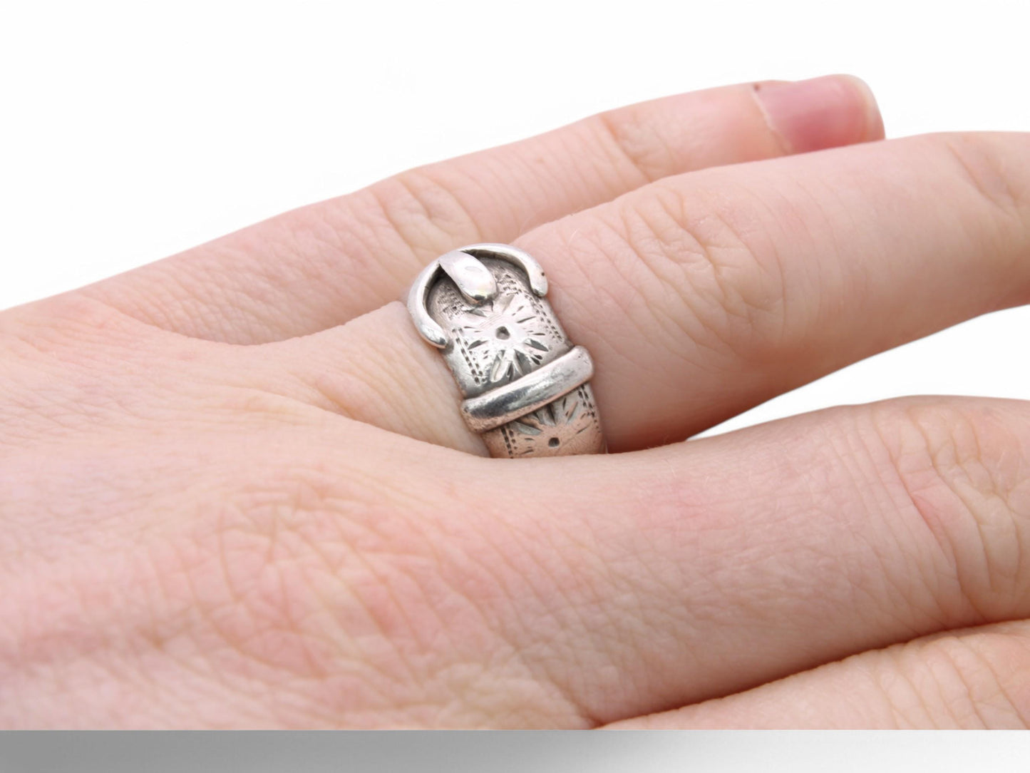Antique Sterling Silver Buckle Ring, 1891