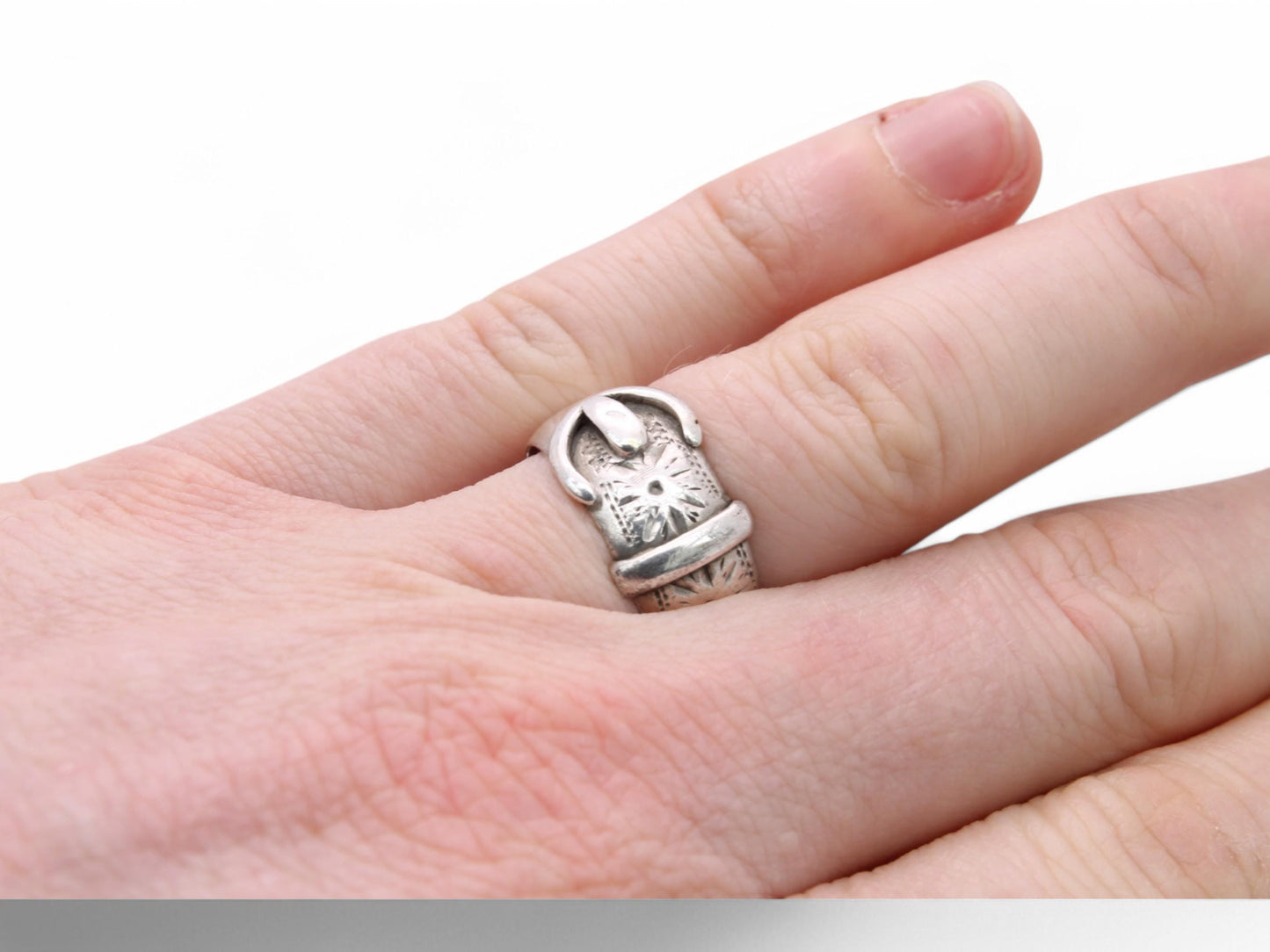 Antique Sterling Silver Buckle Ring, 1891