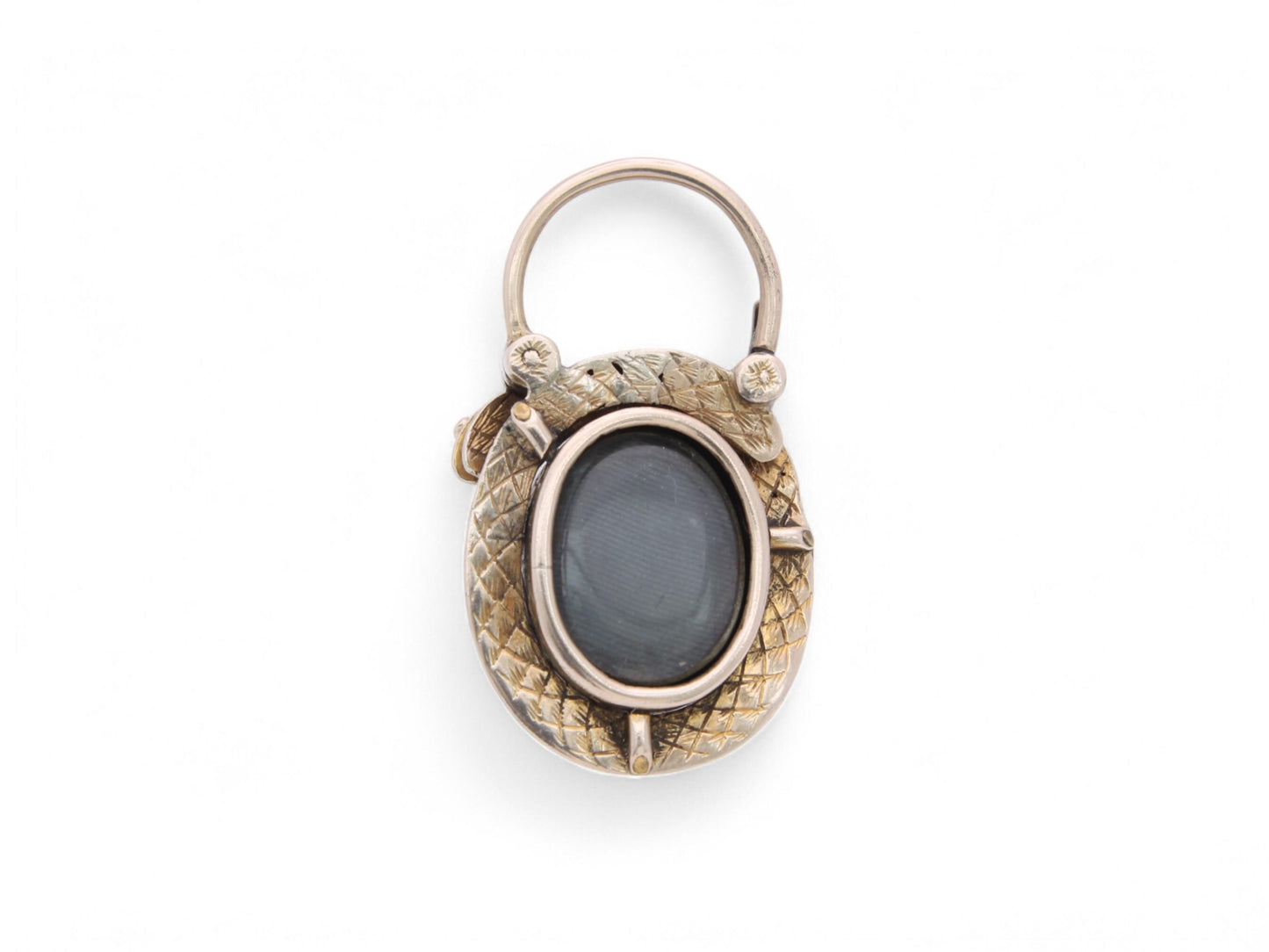 Antique-Victorian-15ct-Gold-Garnet-Cabochon-Snake-Pendant