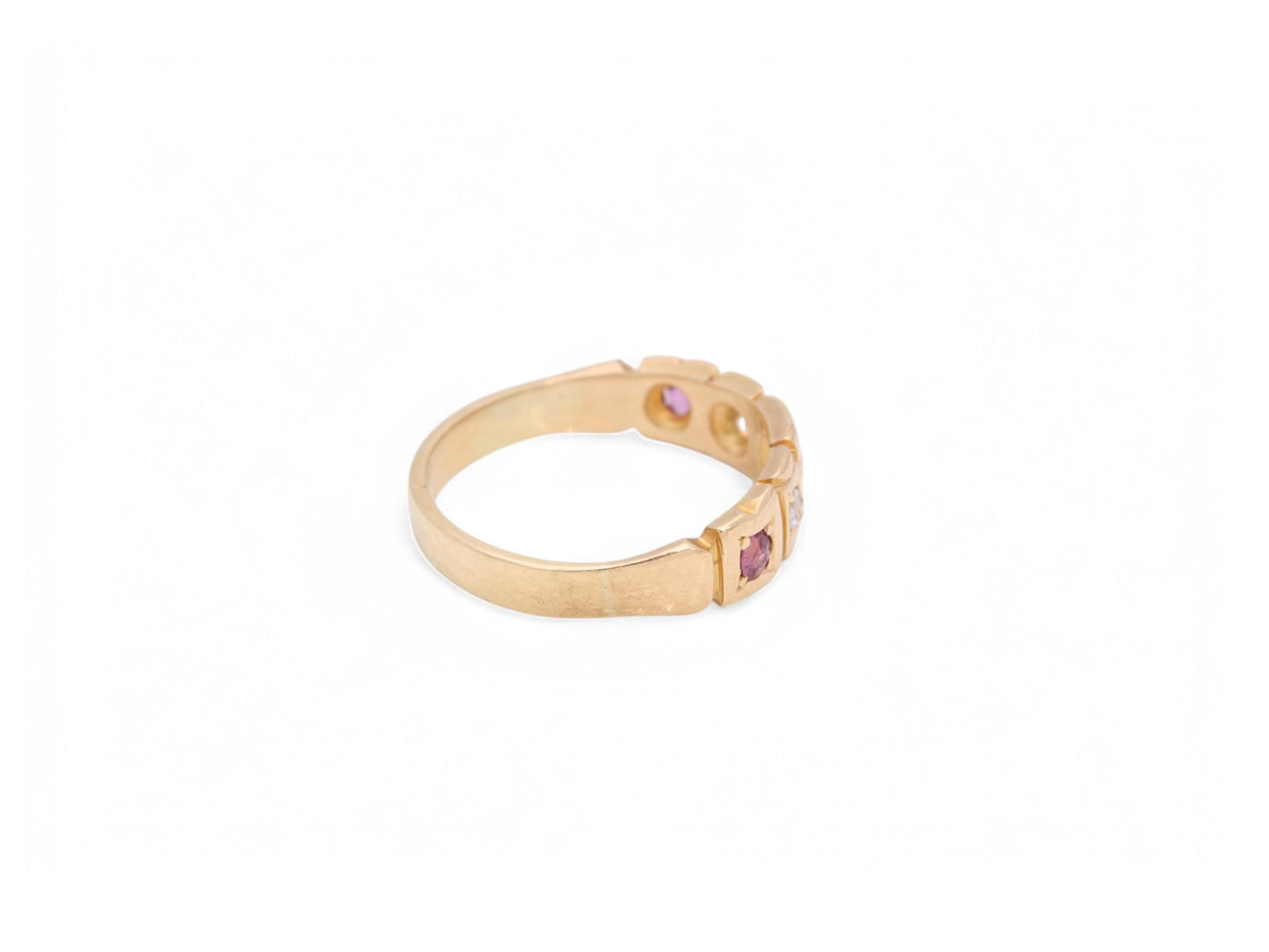 Antique 18ct Gold Ruby Diamond Gypsy Ring