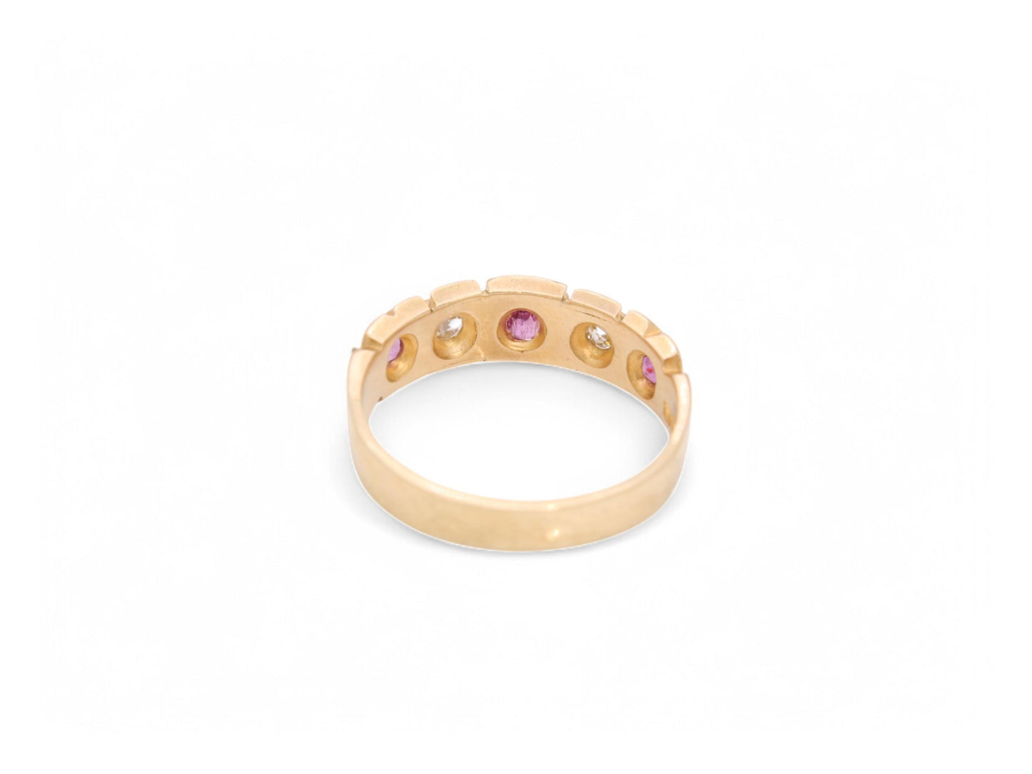 Antique 18ct Gold Ruby Diamond Gypsy Ring