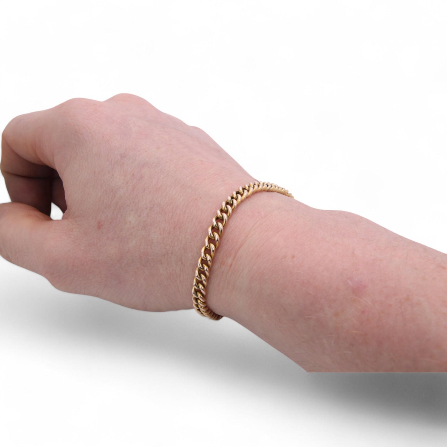 Antique-9ct-Gold-Heart-Padlock-Gate-Bracelet,-6.75"