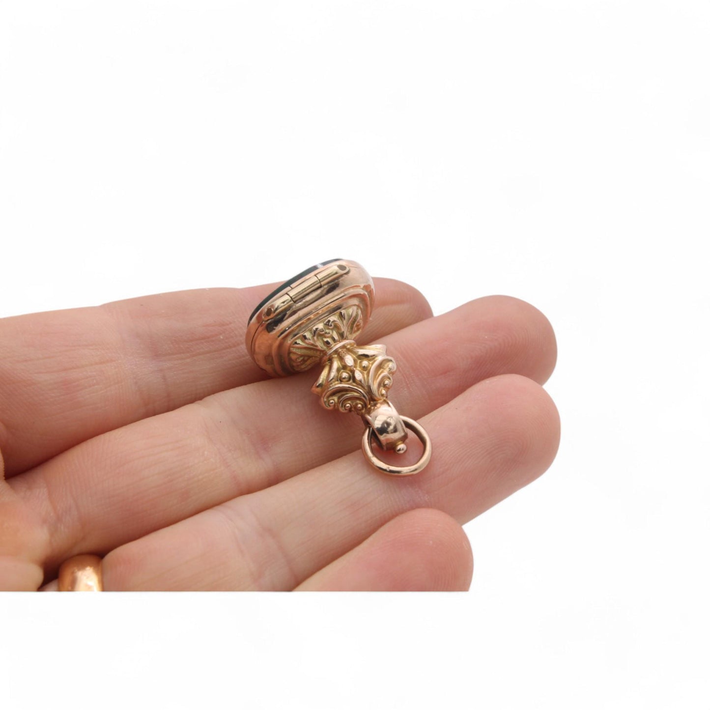 Antique 9ct Gold Bloodstone Pendant Hidden Locket