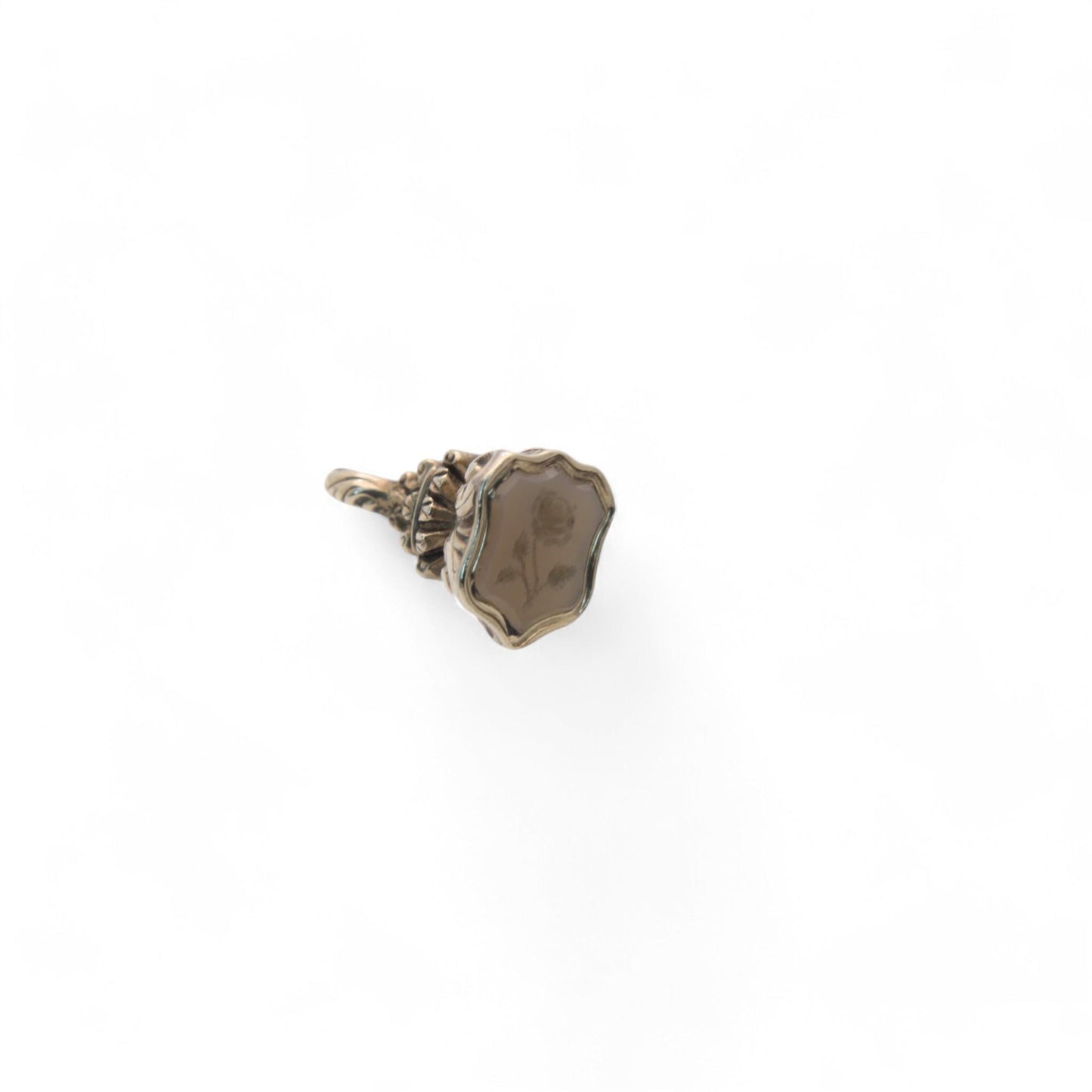 Antique 9ct Gold Intaglio Rose Crest Pendant Charm