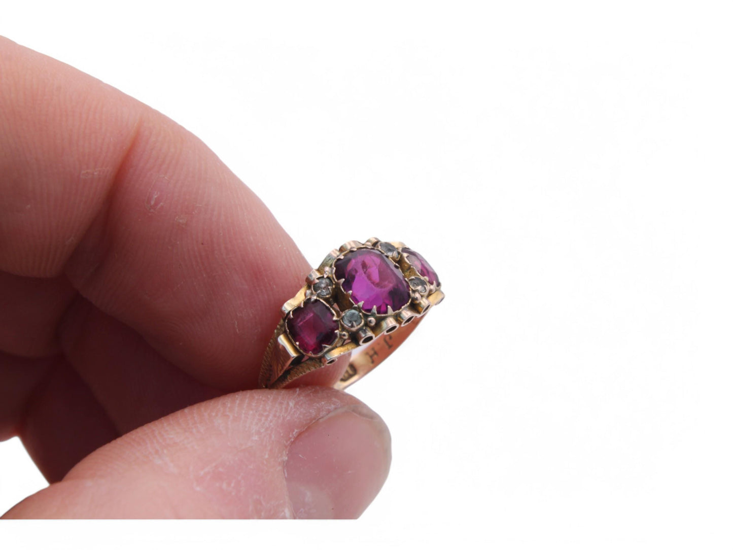 Antique-12.5ct-Gold-Garnet-Diamond-Ring,-1.8ctw,-1871