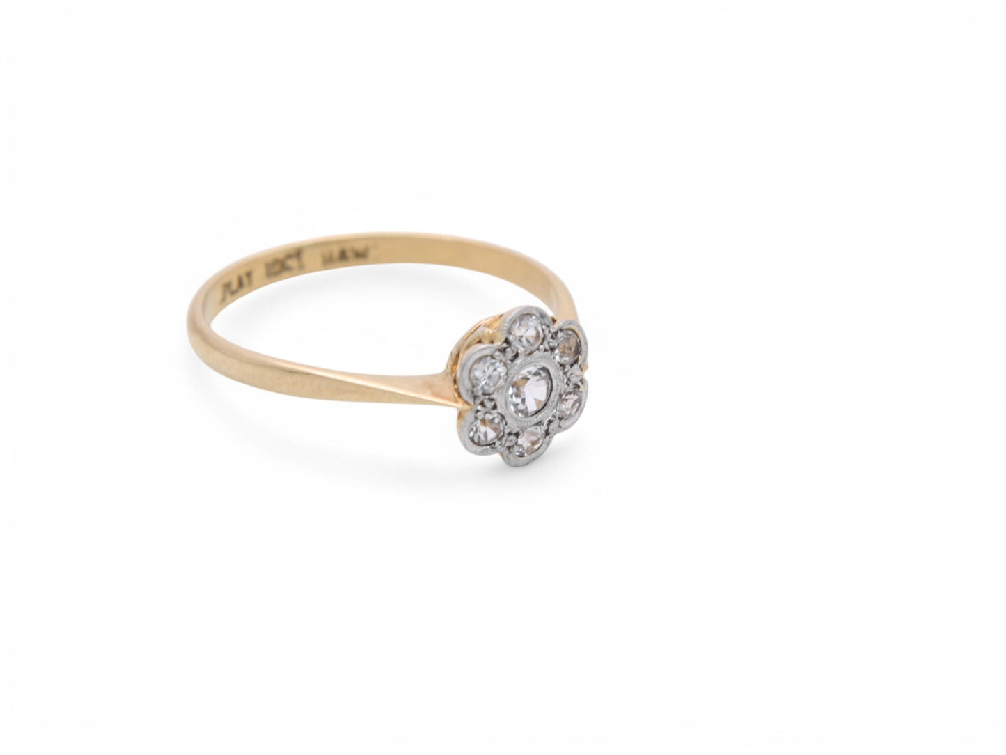 Antique-18ct-Gold-&-Platinum-Diamond-Cluster-Daisy-Ring