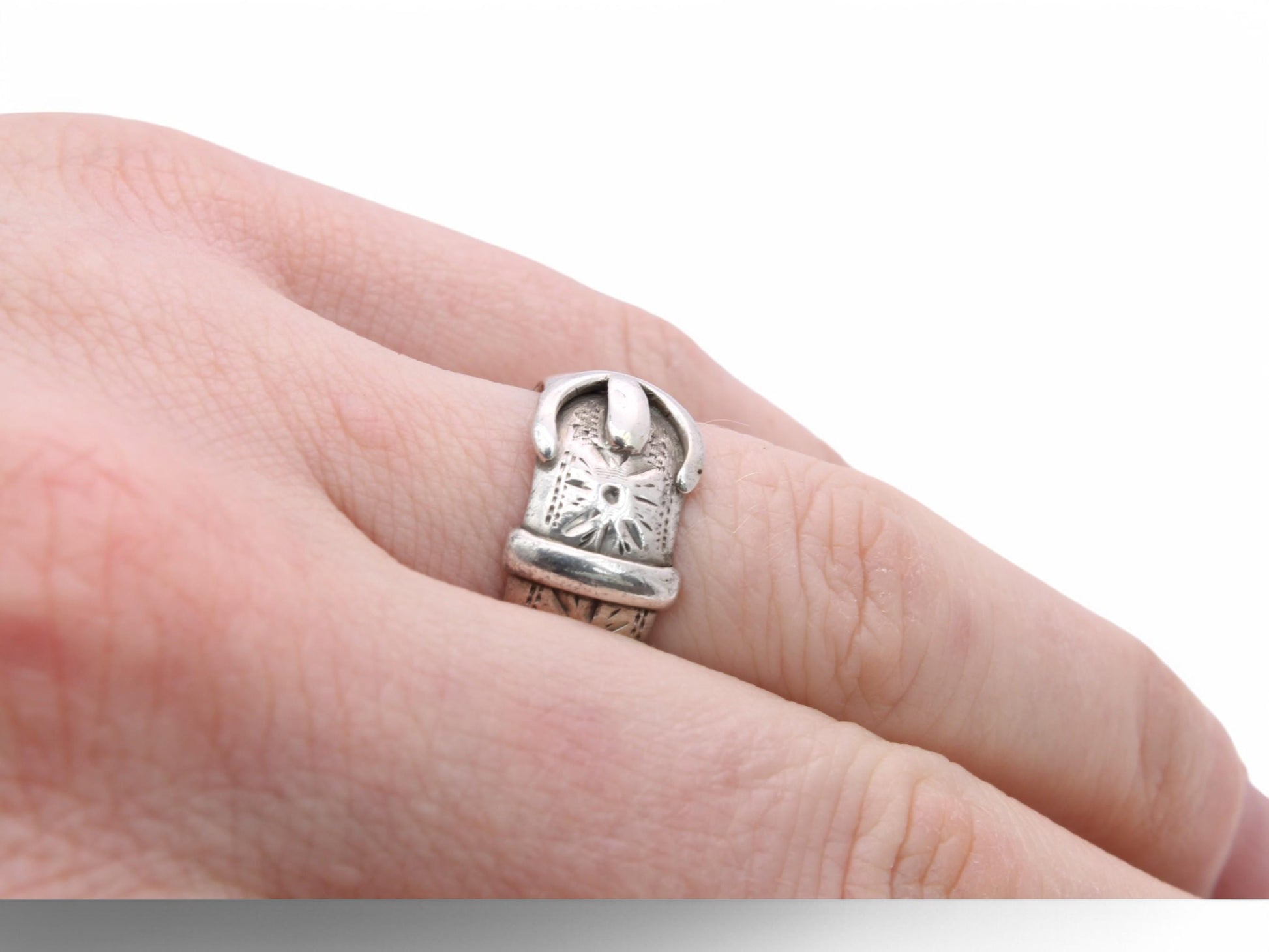 Antique-Sterling-Silver-Buckle-Ring,-1891