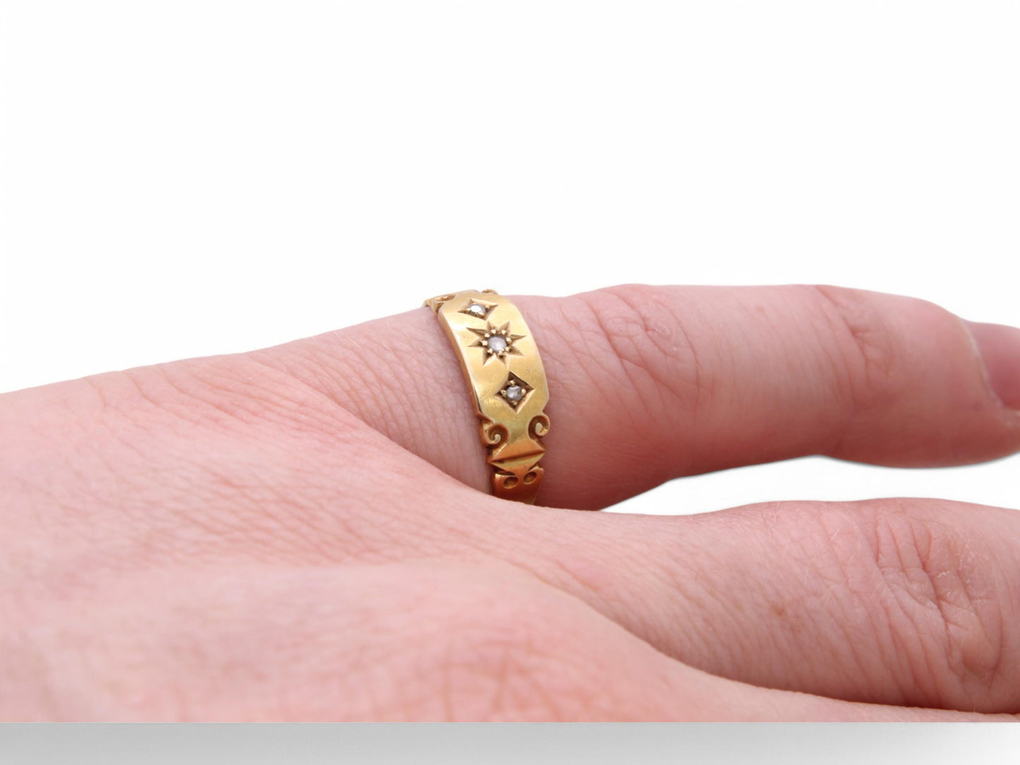 Antique 18ct Gold Diamond Gypsy Ring, 1896