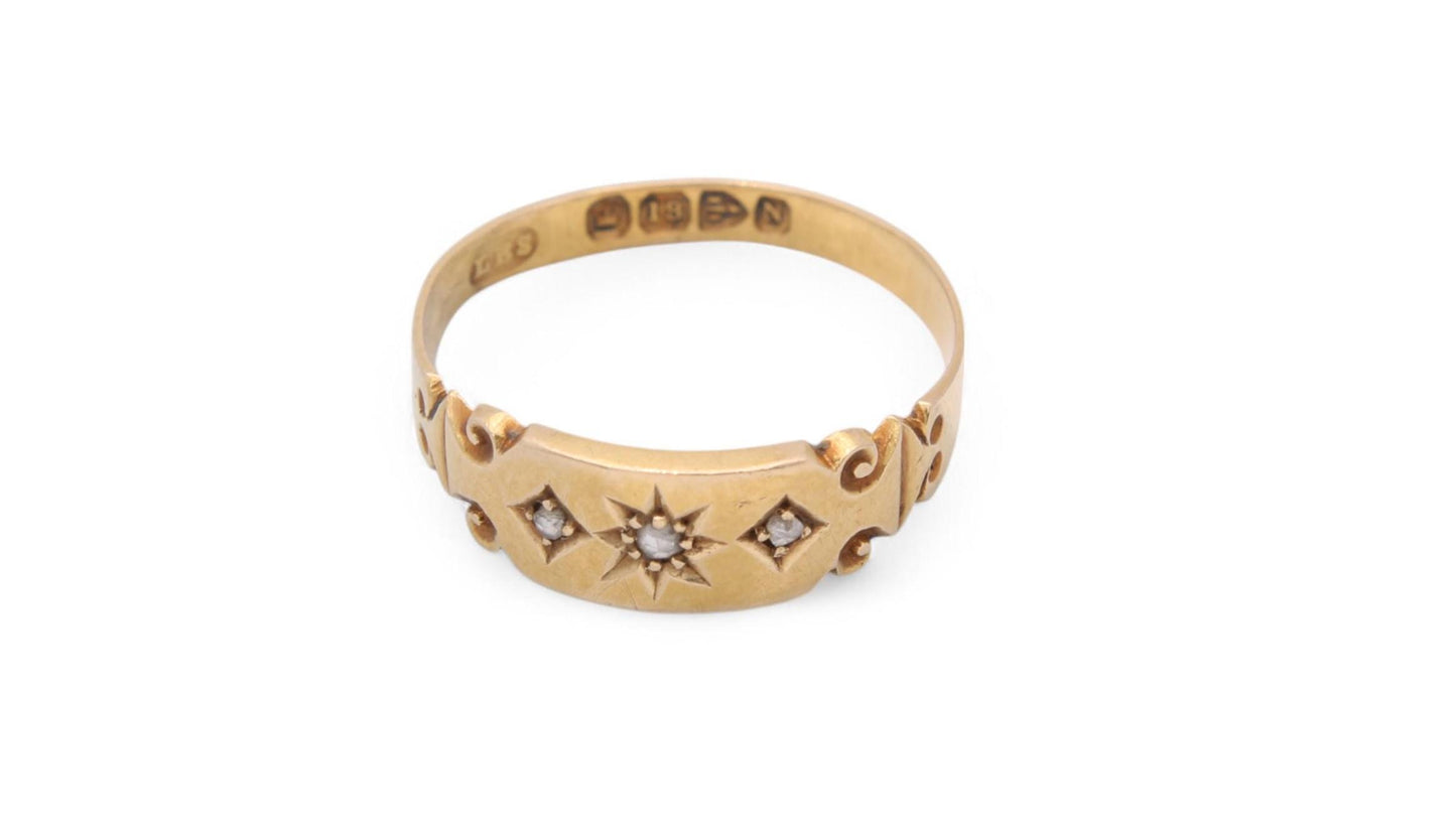 Antique 18ct Gold Diamond Gypsy Ring, 1896