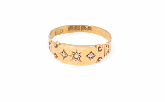 Antique 18ct Gold Diamond Gypsy Ring, 1896
