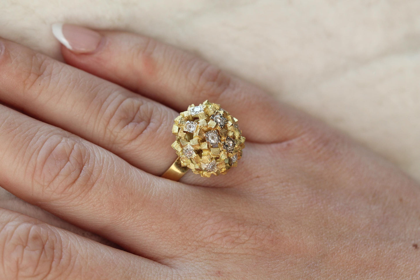 Vintage 18ct Gold John Donald Diamond Cluster Ring