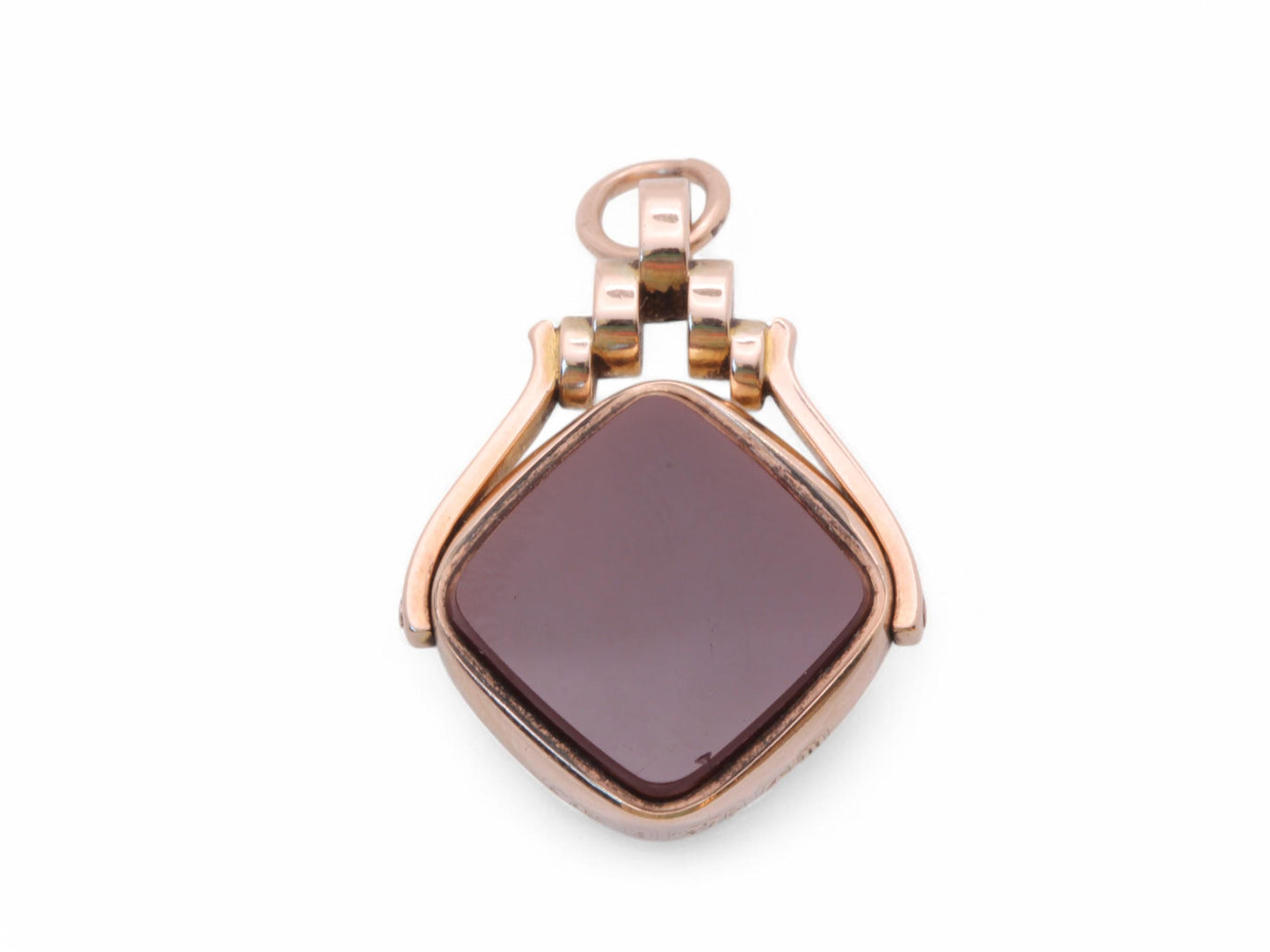 Antique 9ct Gold Bloodstone & Carnelian Spinner Pendant
