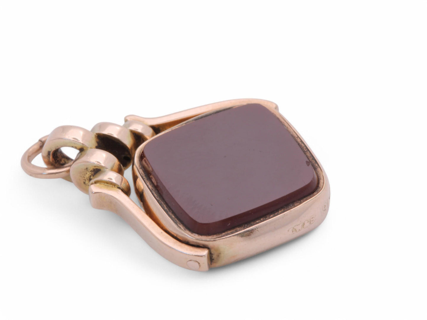 Antique 9ct Gold Bloodstone & Carnelian Spinner Pendant