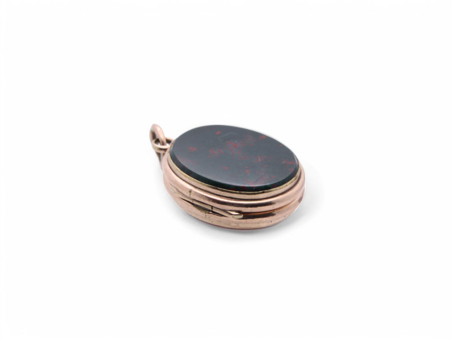 Antique-14ct-Gold-Bloodstone-Lilac-Agate-Locket