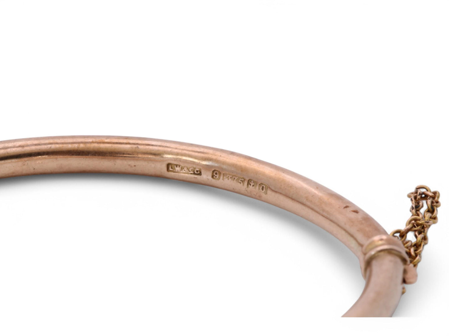 Antique 9ct Gold Ruby Pearl Bangle, 6"