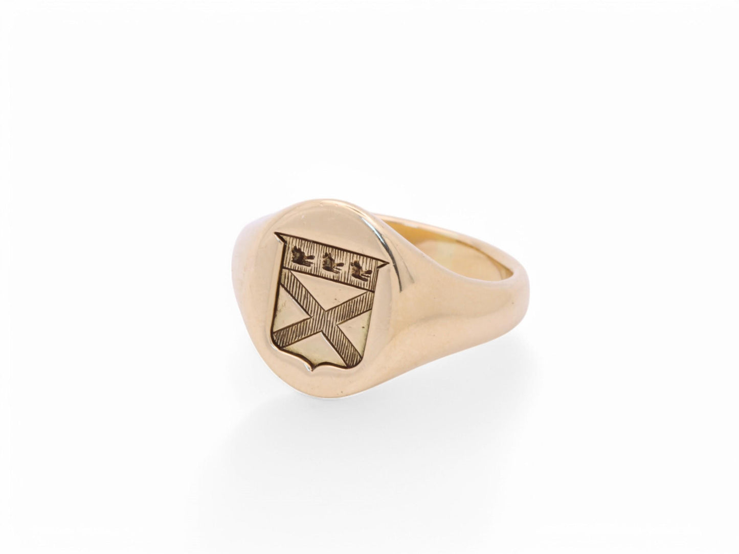 Antique 18ct Gold Intaglio Coat Of Arms Wolf Crest Signet Ring, 1873