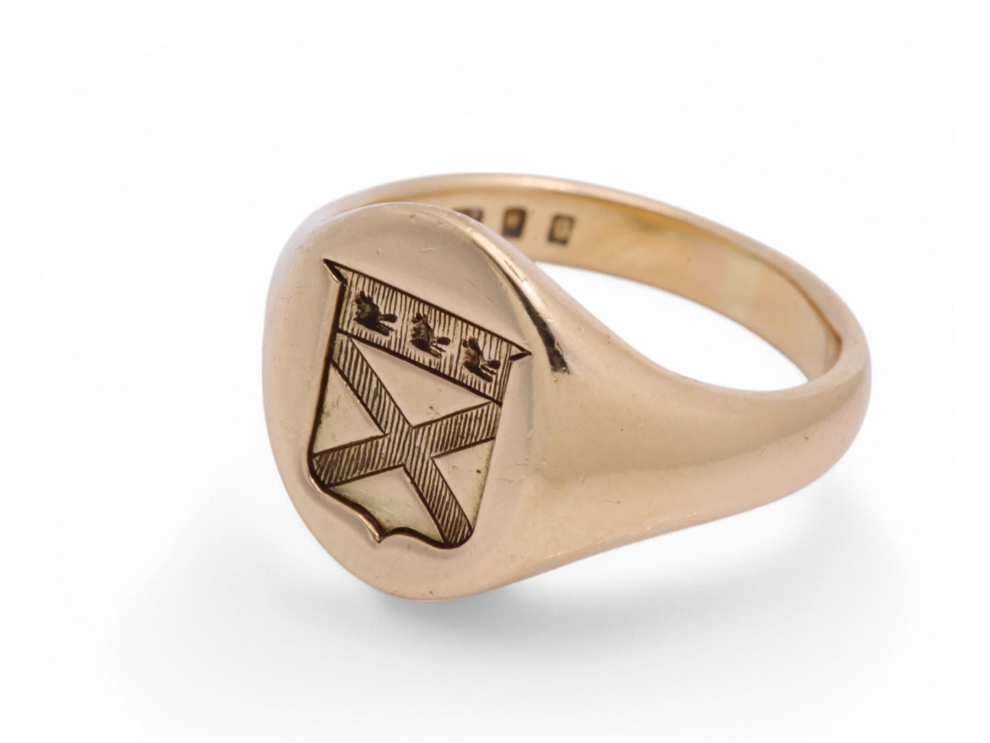 Antique 18ct Gold Intaglio Coat Of Arms Wolf Crest Signet Ring, 1873