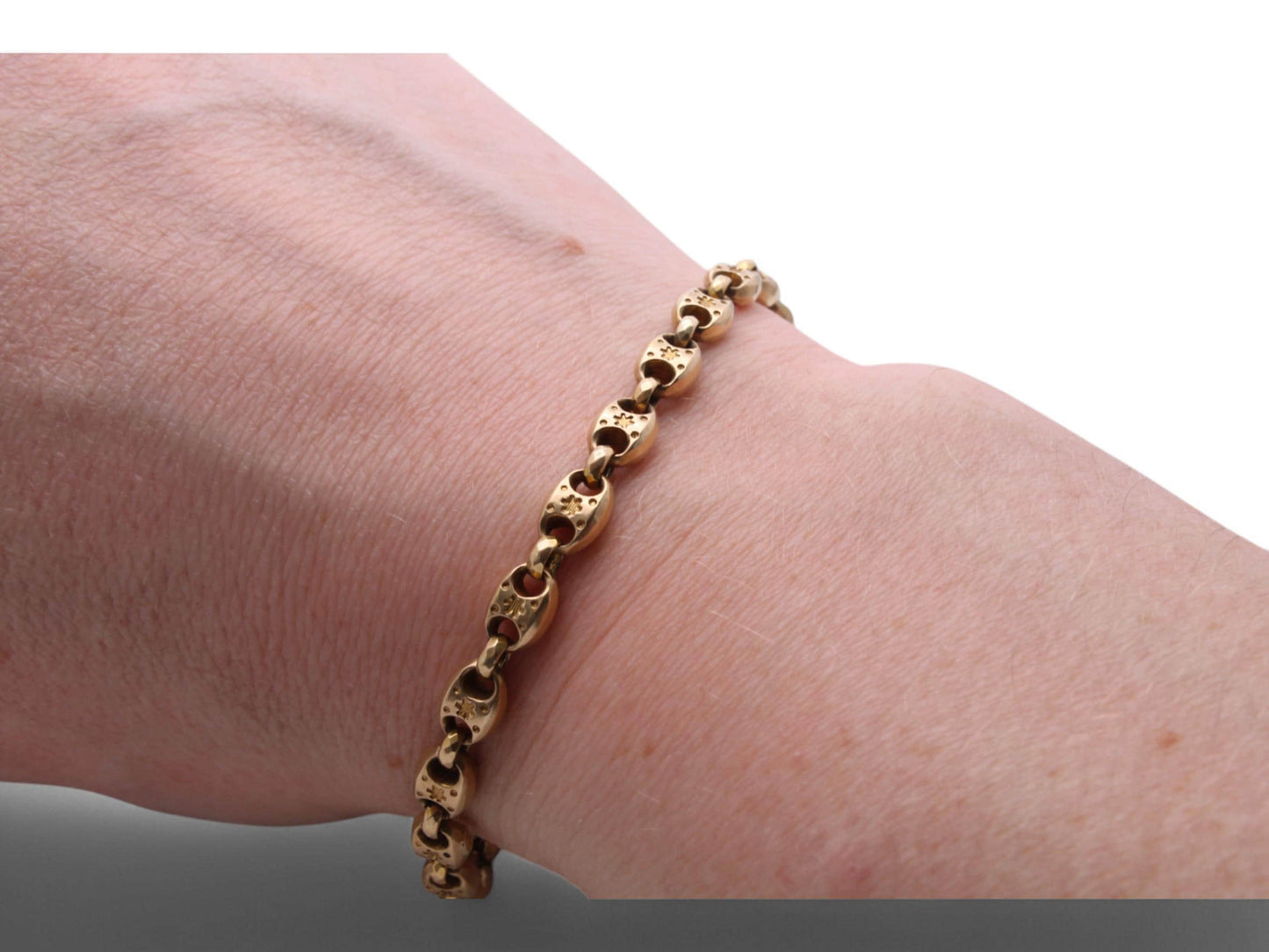 Antique 18ct Gold Fancy Star Link Bracelet, 11.3g