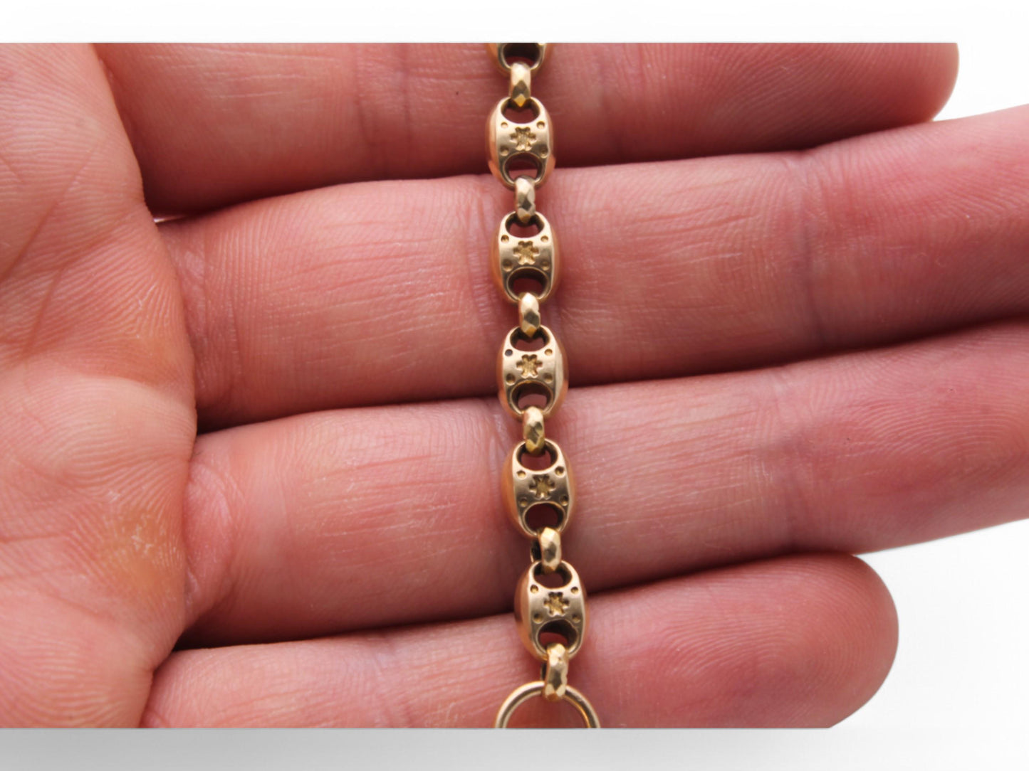 Antique 18ct Gold Fancy Star Link Bracelet, 11.3g