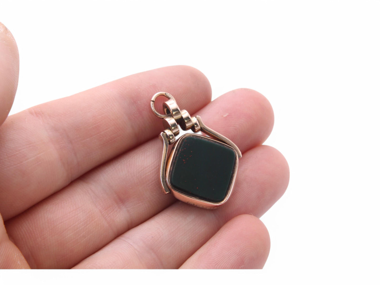 Antique 9ct Gold Bloodstone & Carnelian Spinner Pendant