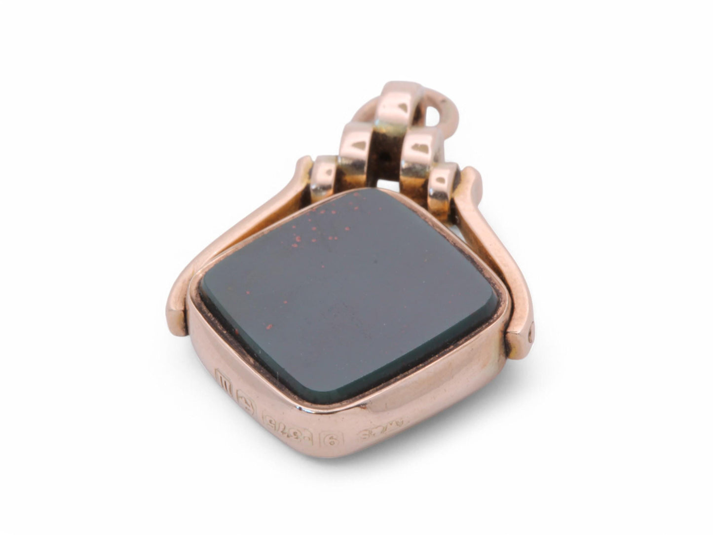 Antique 9ct Gold Bloodstone & Carnelian Spinner Pendant