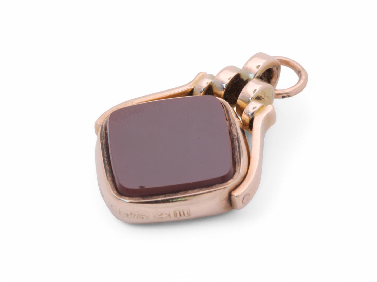 Antique 9ct Gold Bloodstone & Carnelian Spinner Pendant