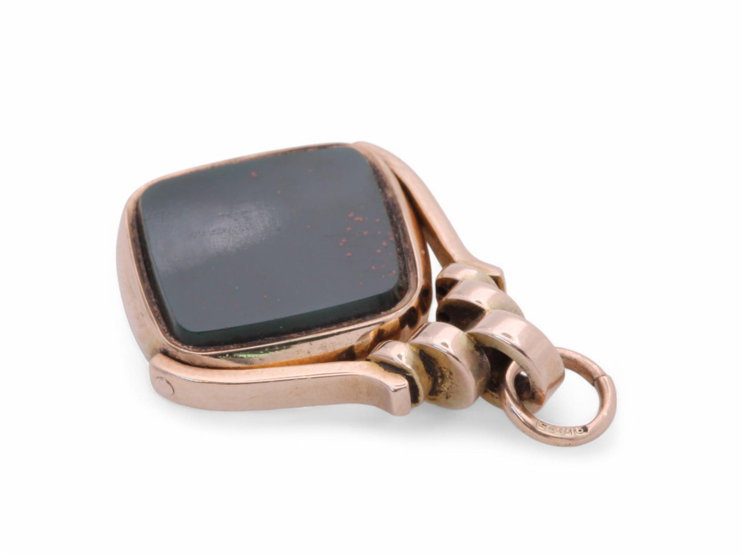 Antique 9ct Gold Bloodstone & Carnelian Spinner Pendant