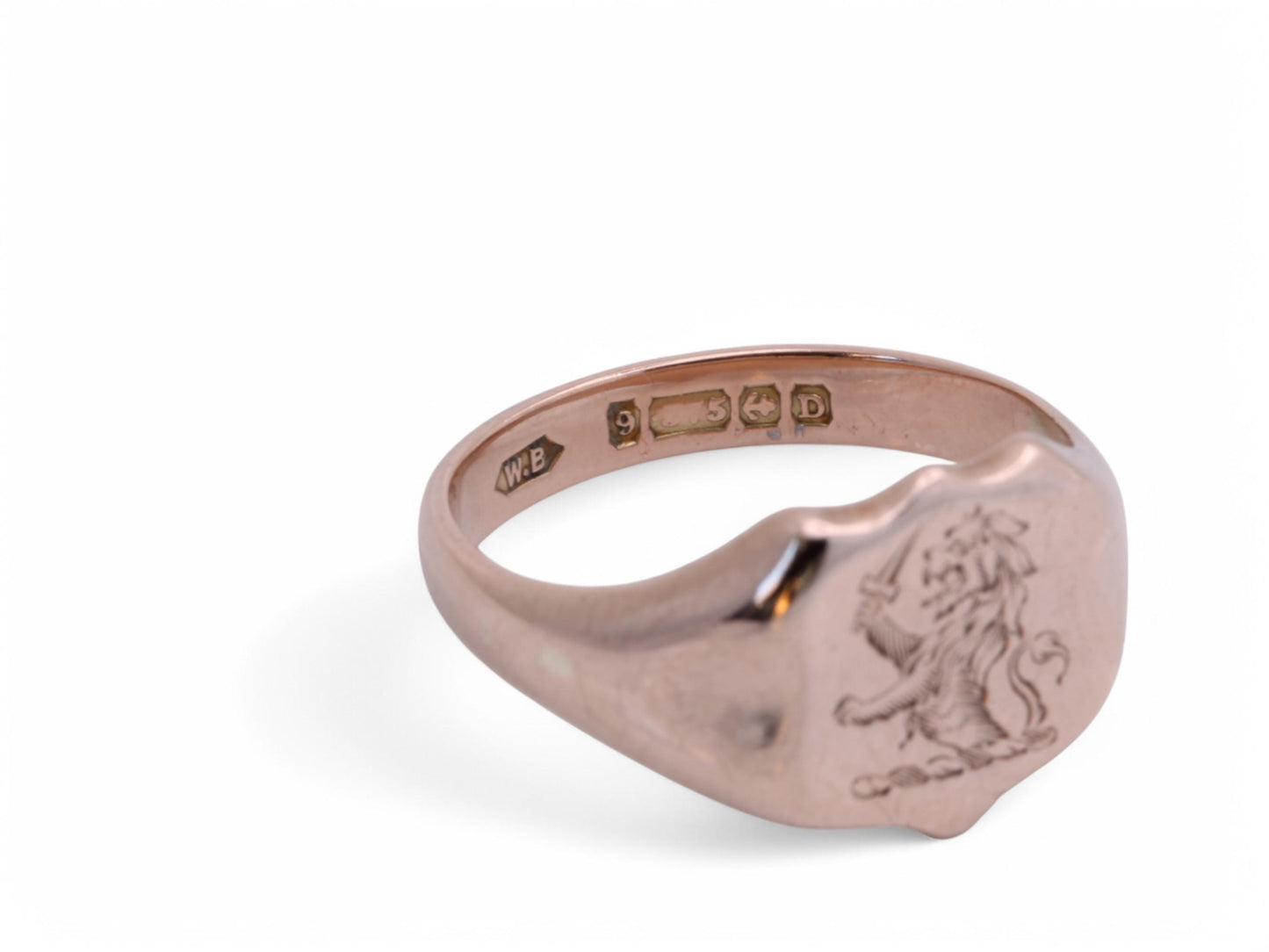 Antique 9ct Gold Intaglio Lion Crest Signet Ring, 1852