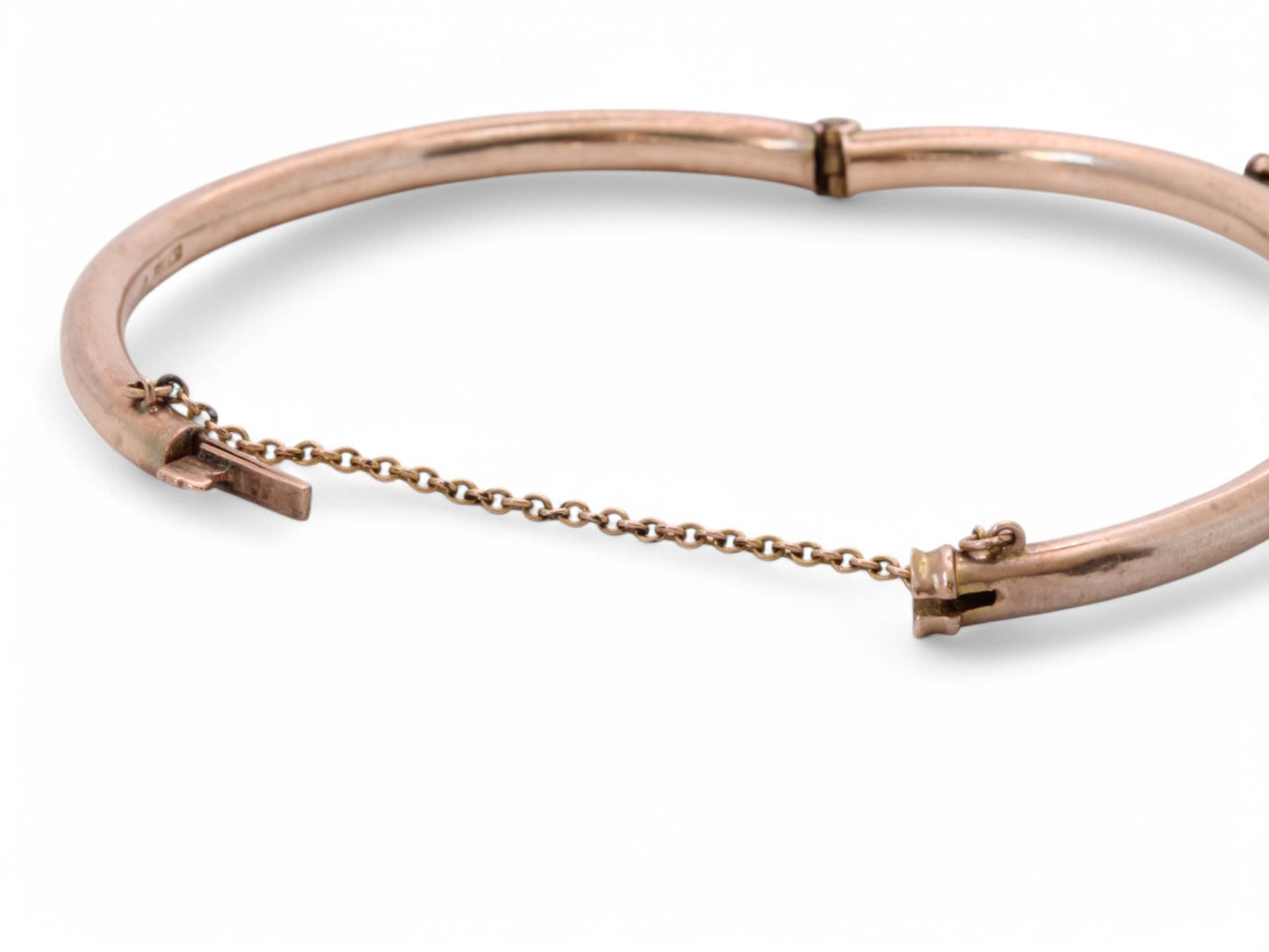 Antique 9ct Gold Ruby Pearl Bangle, 6"