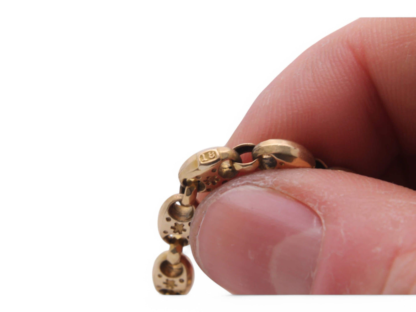 Antique 18ct Gold Fancy Star Link Bracelet, 11.3g