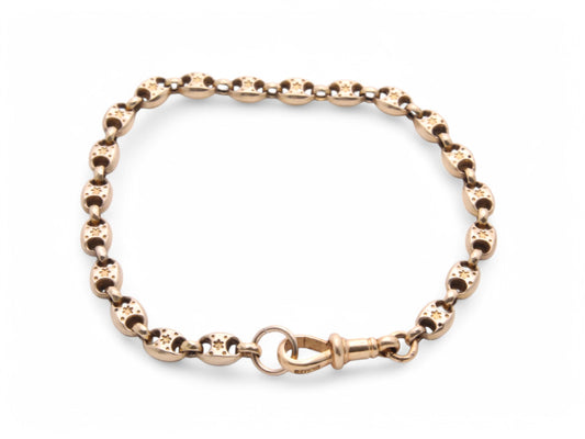 Antique 18ct Gold Fancy Star Link Bracelet, 11.3g
