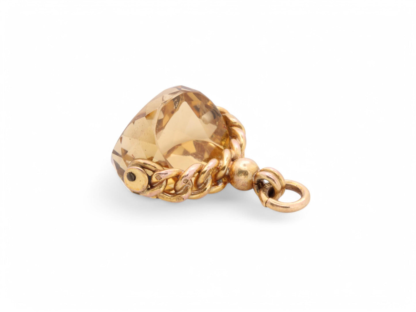 Antique 9ct Gold Faceted Citrine Spinner Pendant