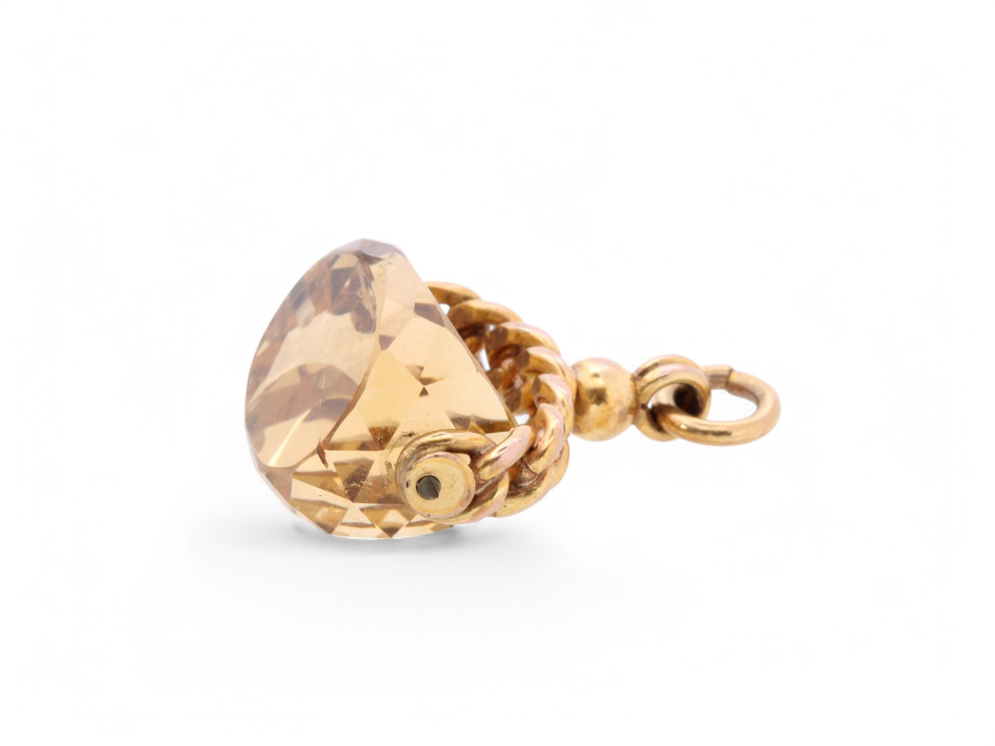 Antique 9ct Gold Faceted Citrine Spinner Pendant