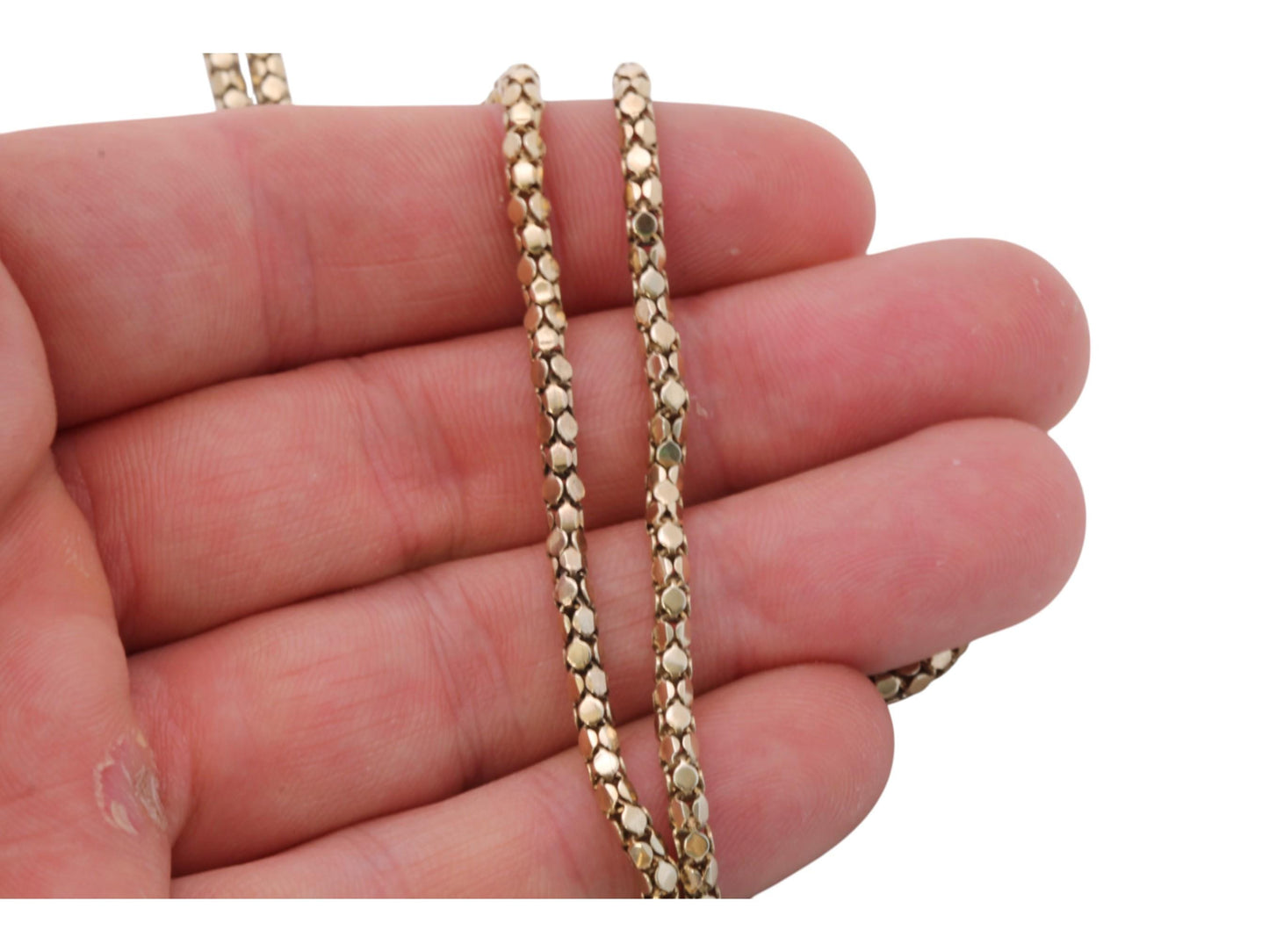 Antique 9ct Rolled Gold Snake Link Long Guard, 55"