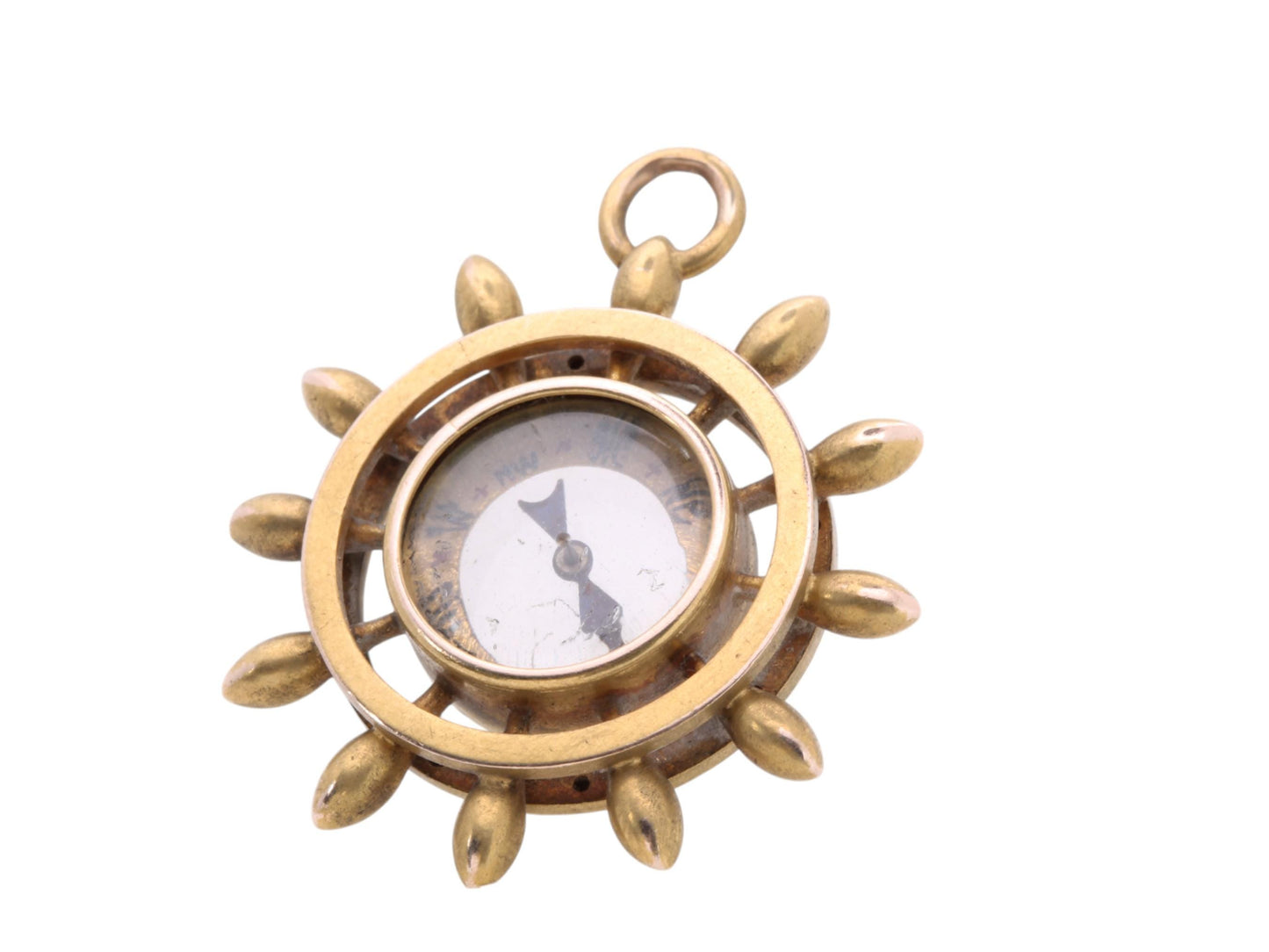 Antique 9ct Gold Ships Wheel Compass
