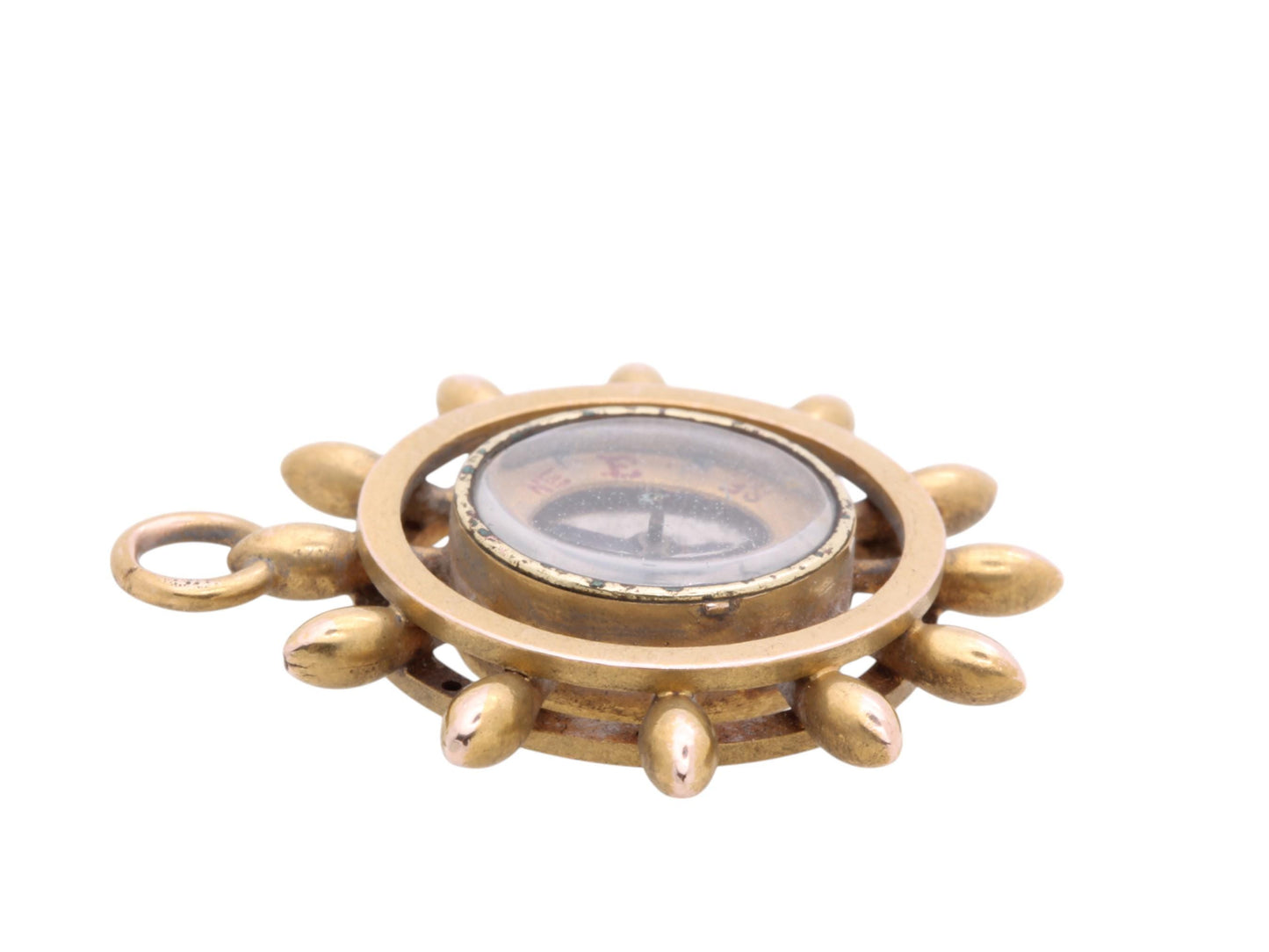 Antique 9ct Gold Ships Wheel Compass