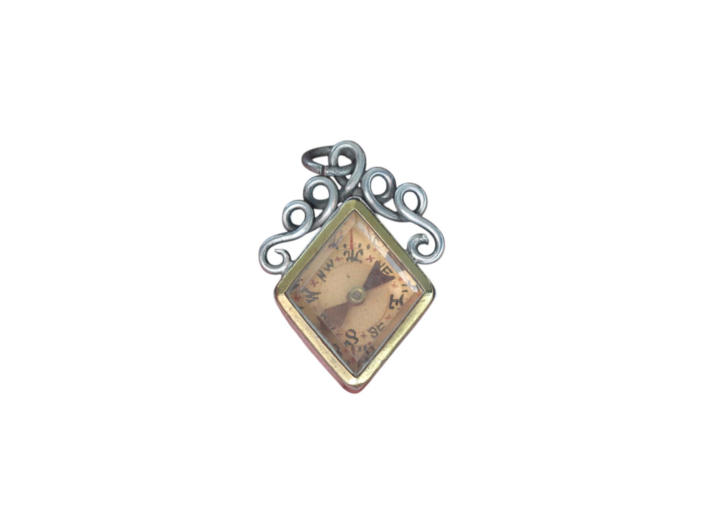 Antique Sterling Silver Lozenge Shaped Compass, 1913