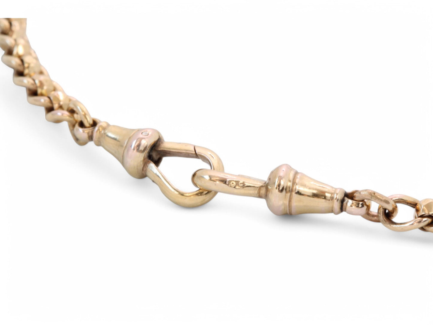 Antique 9ct Gold Faceted Roller Ball Albert Chain Necklace, 14.5"