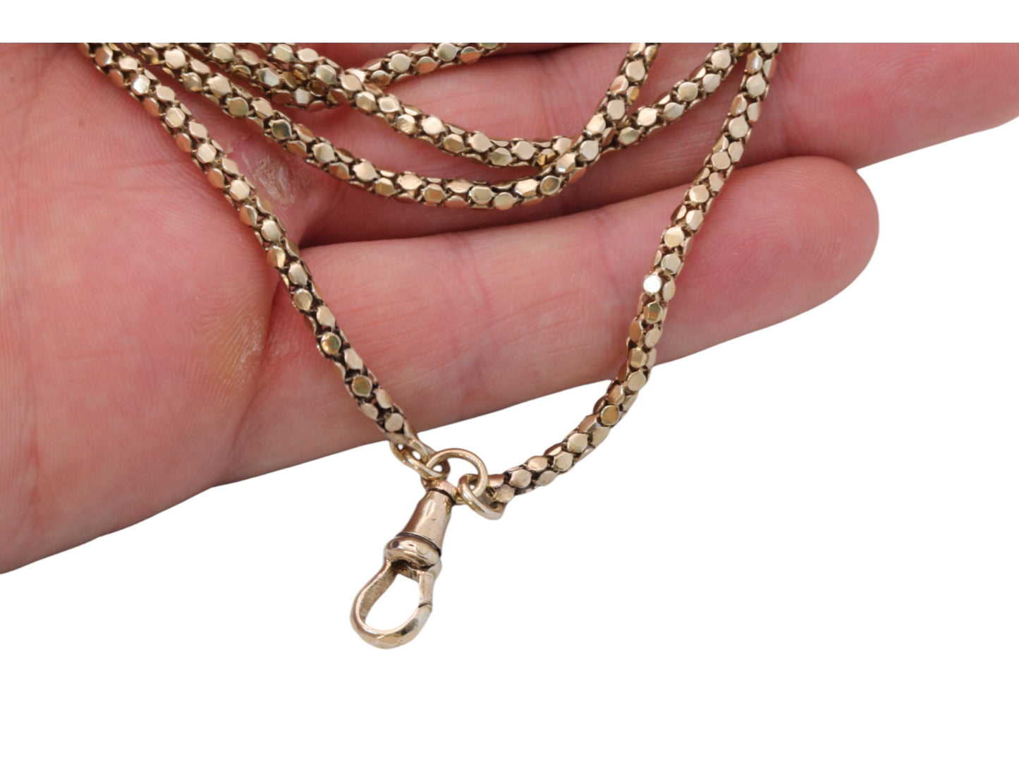 Antique-9ct-Rolled-Gold-Snake-Link-Long-Guard,-55"