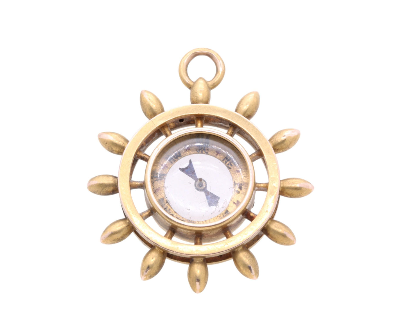 Antique 9ct Gold Ships Wheel Compass