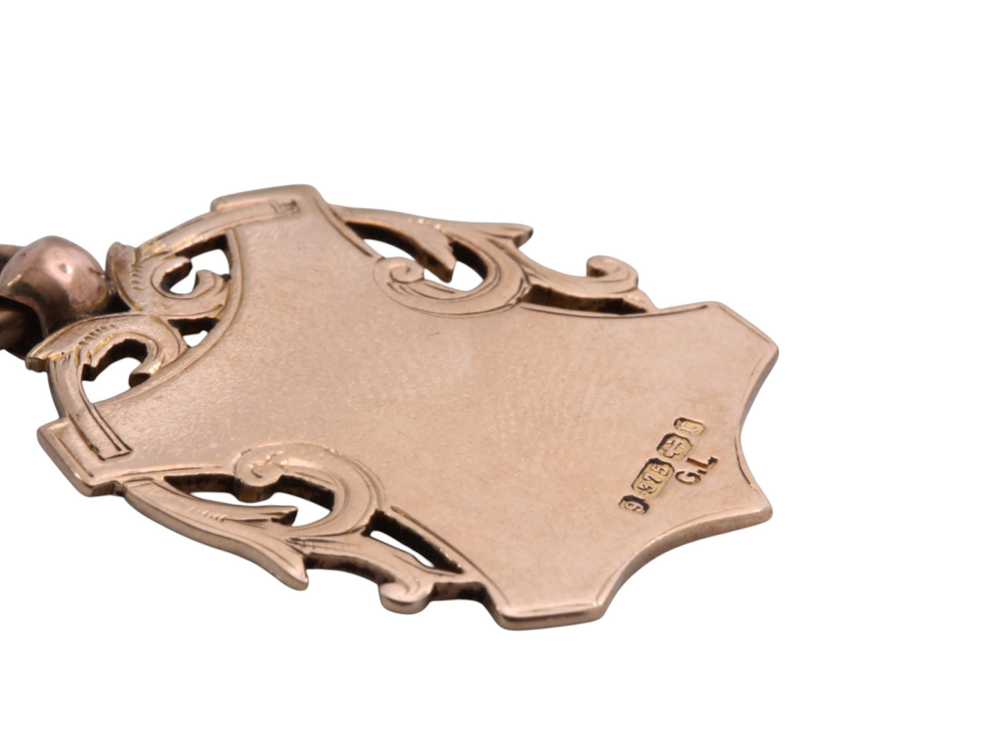 Antique-9ct-Gold-Shield-Shape-Pendant-Fob,-7.8g